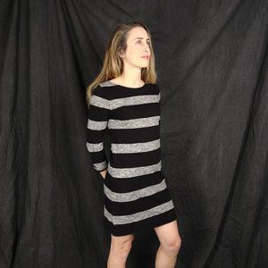 J.Crew Black and Gray Striped Long-Sleeved Shirt Dress. Size: XS.